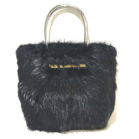 BALENCIAGA Handbag fur black cable fur Women Used Authentic