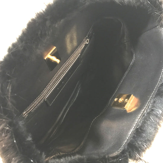 BALENCIAGA Handbag fur black cable fur Women Used Authentic
