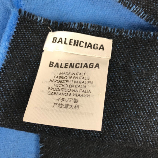 BALENCIAGA Scarf wool blue By color logo mens Used Authentic