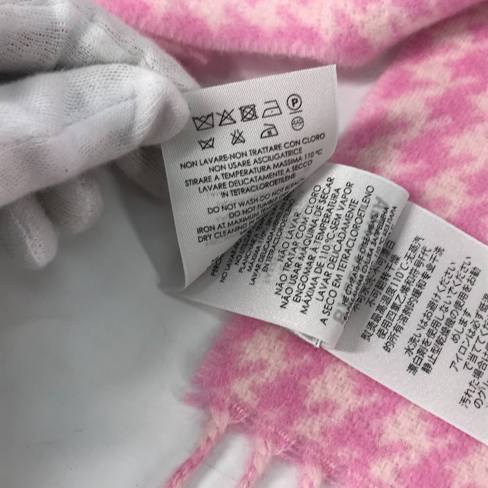 BALENCIAGA Scarf Wool / cashmere pink Check logo Women Used Authentic