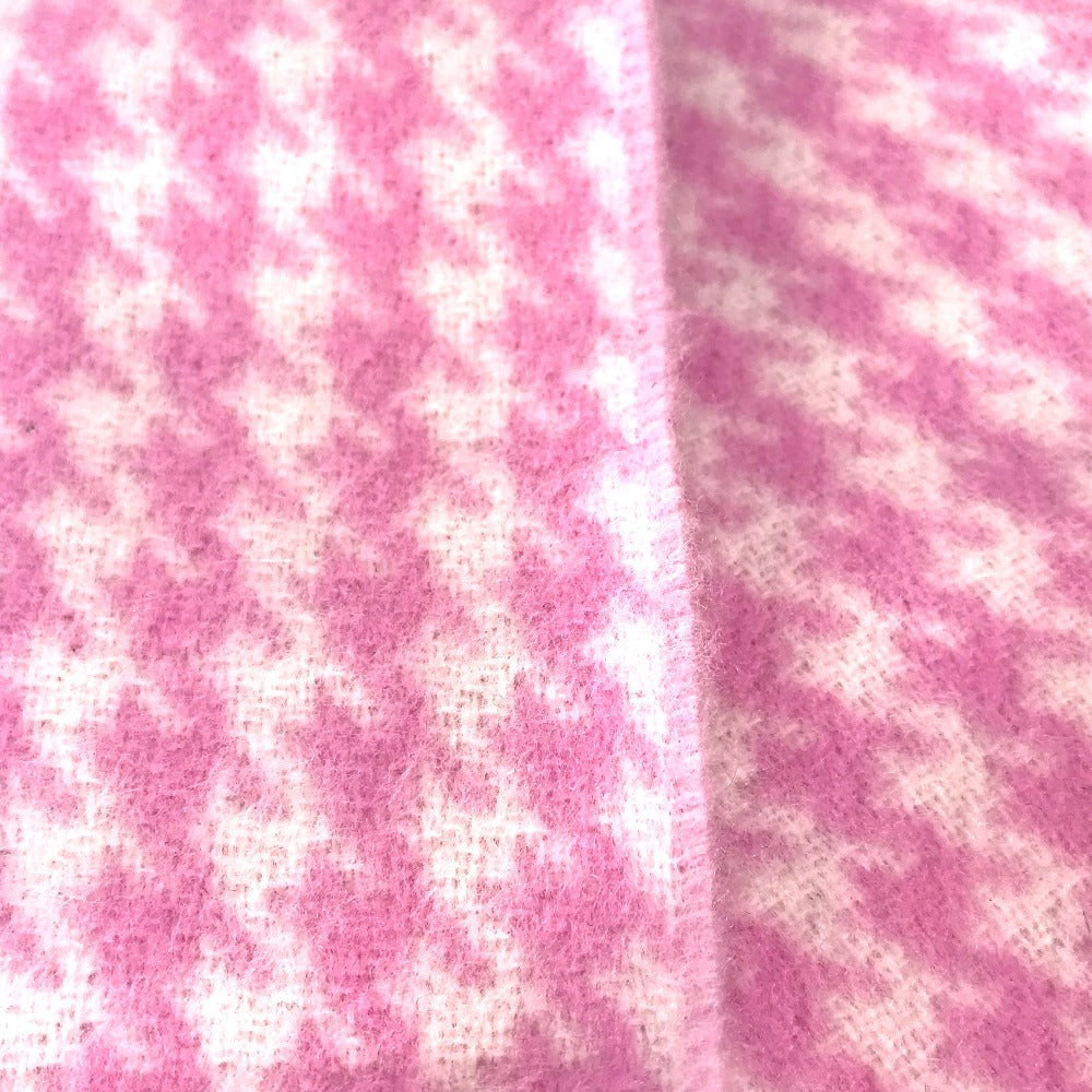 BALENCIAGA Scarf Wool / cashmere pink Check logo Women Used Authentic