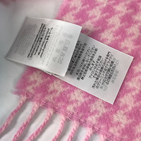 BALENCIAGA Scarf Wool / cashmere pink Check logo Women Used Authentic