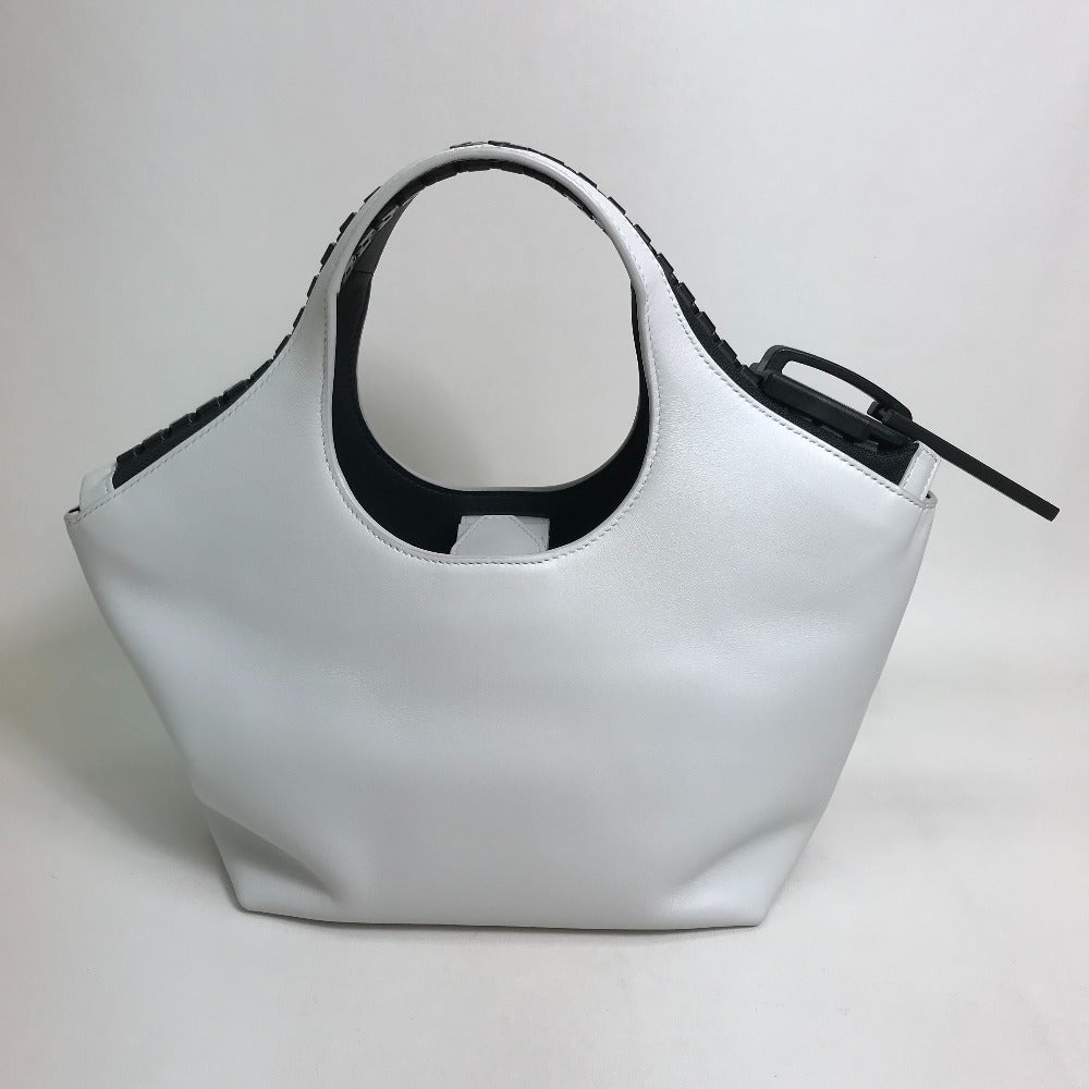 BALENCIAGA Handbag 661854 leather White / black Mega Zip Women Used Authentic