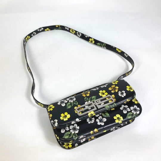 BALENCIAGA Shoulder Bag 674693 leather black GOSSIP gossip flower