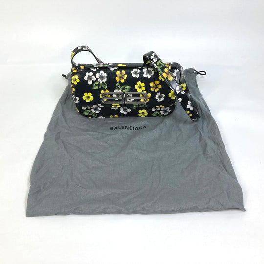 BALENCIAGA Shoulder Bag 674693 leather black GOSSIP gossip flower