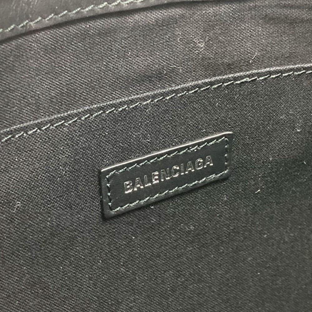 BALENCIAGA Clutch bag 420407 Canvas, Leather Ivory logo Navy clip M unisex Secondhand Authentic