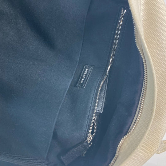 BALENCIAGA Backpack 552374 canvas white Everyday logo unisex(Unisex) Used Authentic