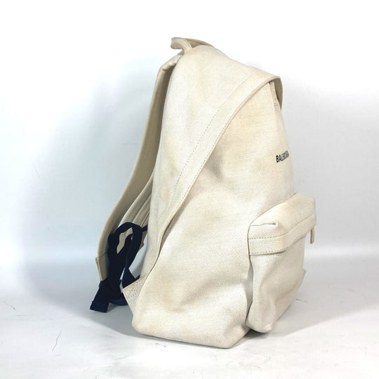 BALENCIAGA Backpack 552374 canvas white Everyday logo unisex(Unisex) Used Authentic