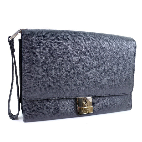 BALLY business bag leather black mens Used Authentic