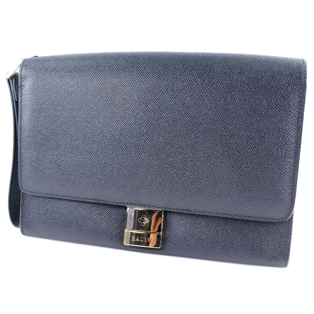 BALLY business bag leather black mens Used Authentic