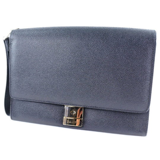 BALLY business bag leather black mens Used Authentic