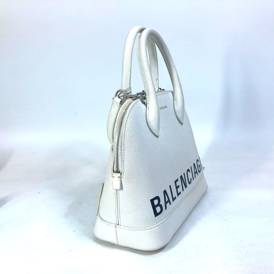 BALENCIAGA Handbag 550645 leather white Bicolor Bag Ville top handle S Women Used Authentic