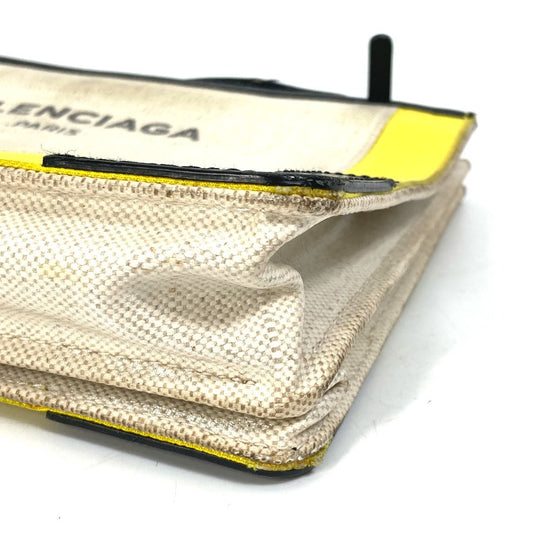 BALENCIAGA Shoulder Bag 339937 Leather / coated canvas yellow Navy Pochette Women Used Authentic