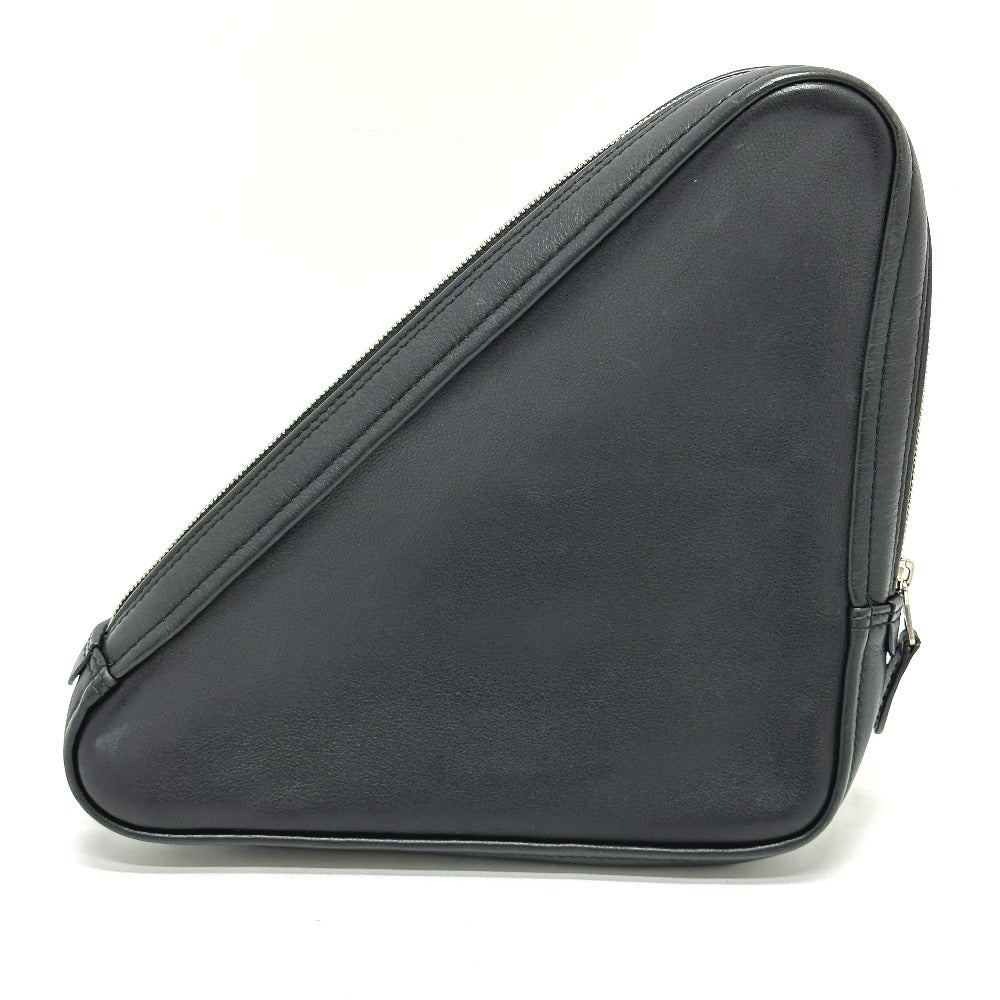 BALENCIAGA Pouch 476976 leather black Triangle triangle mens Used Authentic