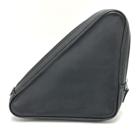 BALENCIAGA Pouch 476976 leather black Triangle triangle mens Used Authentic