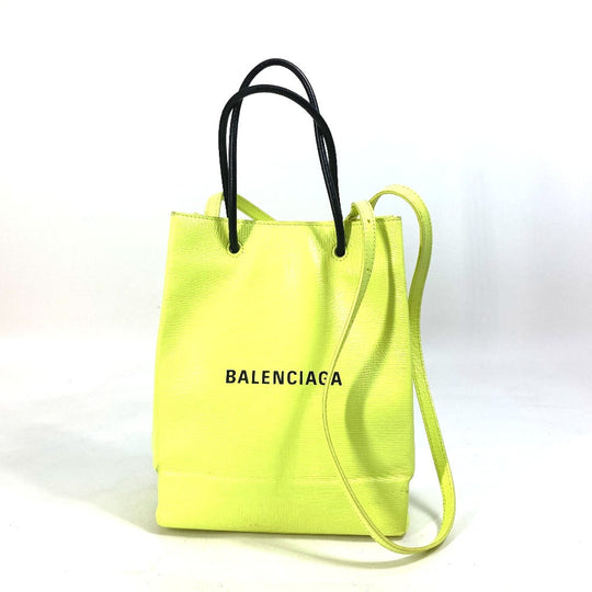 BALENCIAGA Tote Bag 568817 leather yellow Shoulder Bag Crossbody Shopping tote XS Women Used Authentic