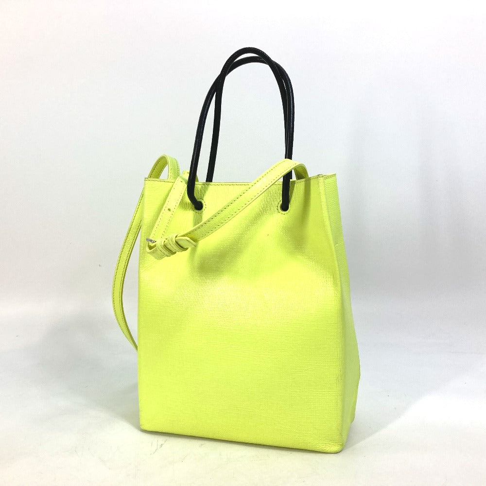 BALENCIAGA Tote Bag 568817 leather yellow Shoulder Bag Crossbody Shopping tote XS Women Used Authentic