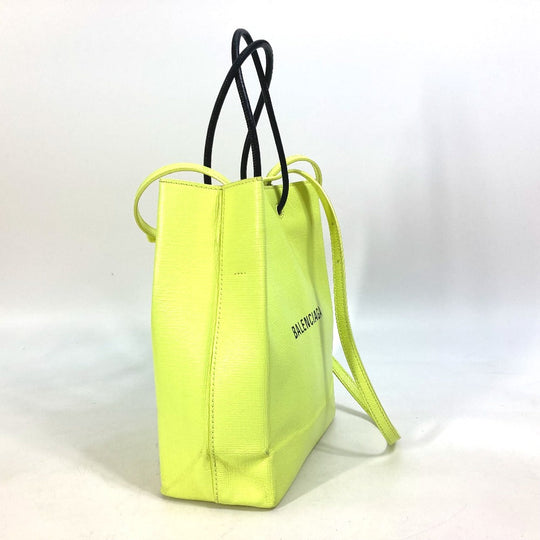 BALENCIAGA Tote Bag 568817 leather yellow Shoulder Bag Crossbody Shopping tote XS Women Used Authentic