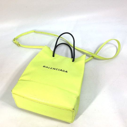 BALENCIAGA Tote Bag 568817 leather yellow Shoulder Bag Crossbody Shopping tote XS Women Used Authentic
