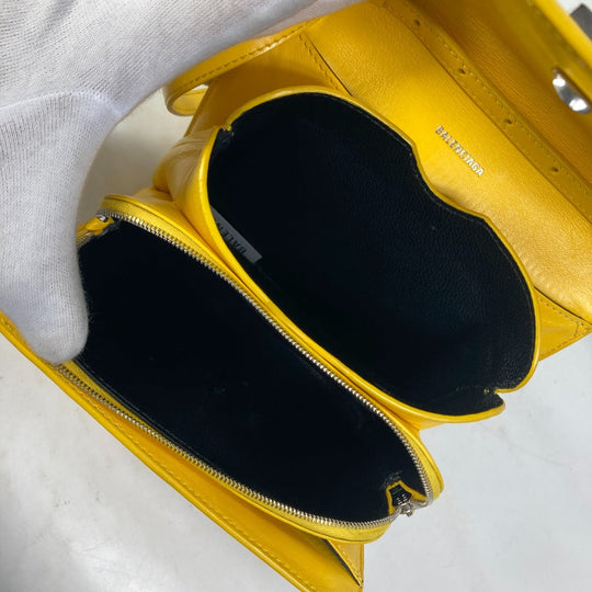BALENCIAGA Shoulder Bag 592898 leather yellow Bag 2WAY bag clutch bag B logo Women Used Authentic
