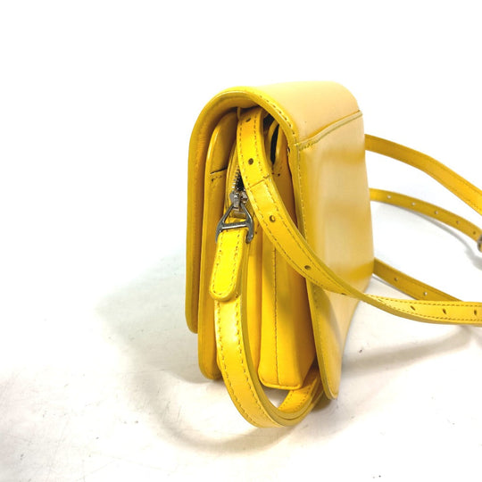 BALENCIAGA Shoulder Bag 592898 leather yellow Bag 2WAY bag clutch bag B logo Women Used Authentic