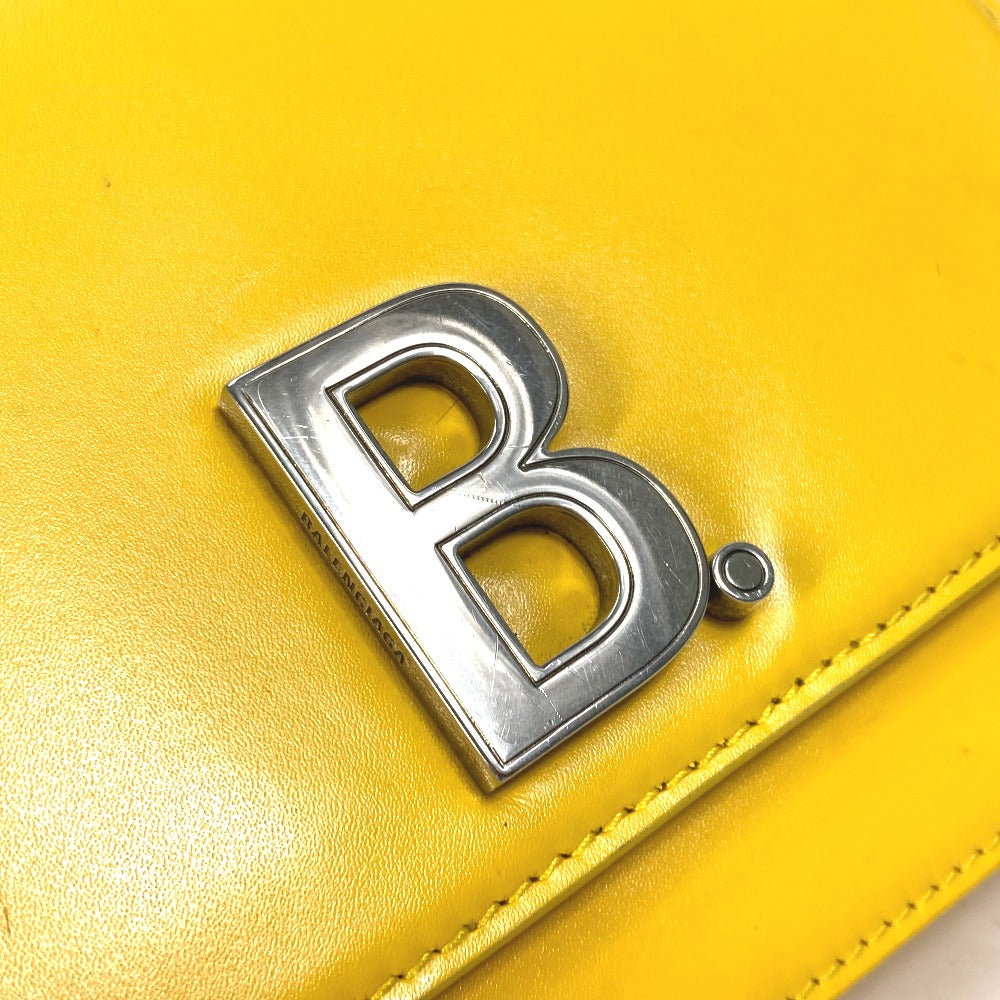 BALENCIAGA Shoulder Bag 592898 leather yellow Bag 2WAY bag clutch bag B logo Women Used Authentic