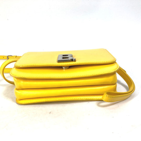 BALENCIAGA Shoulder Bag 592898 leather yellow Bag 2WAY bag clutch bag B logo Women Used Authentic