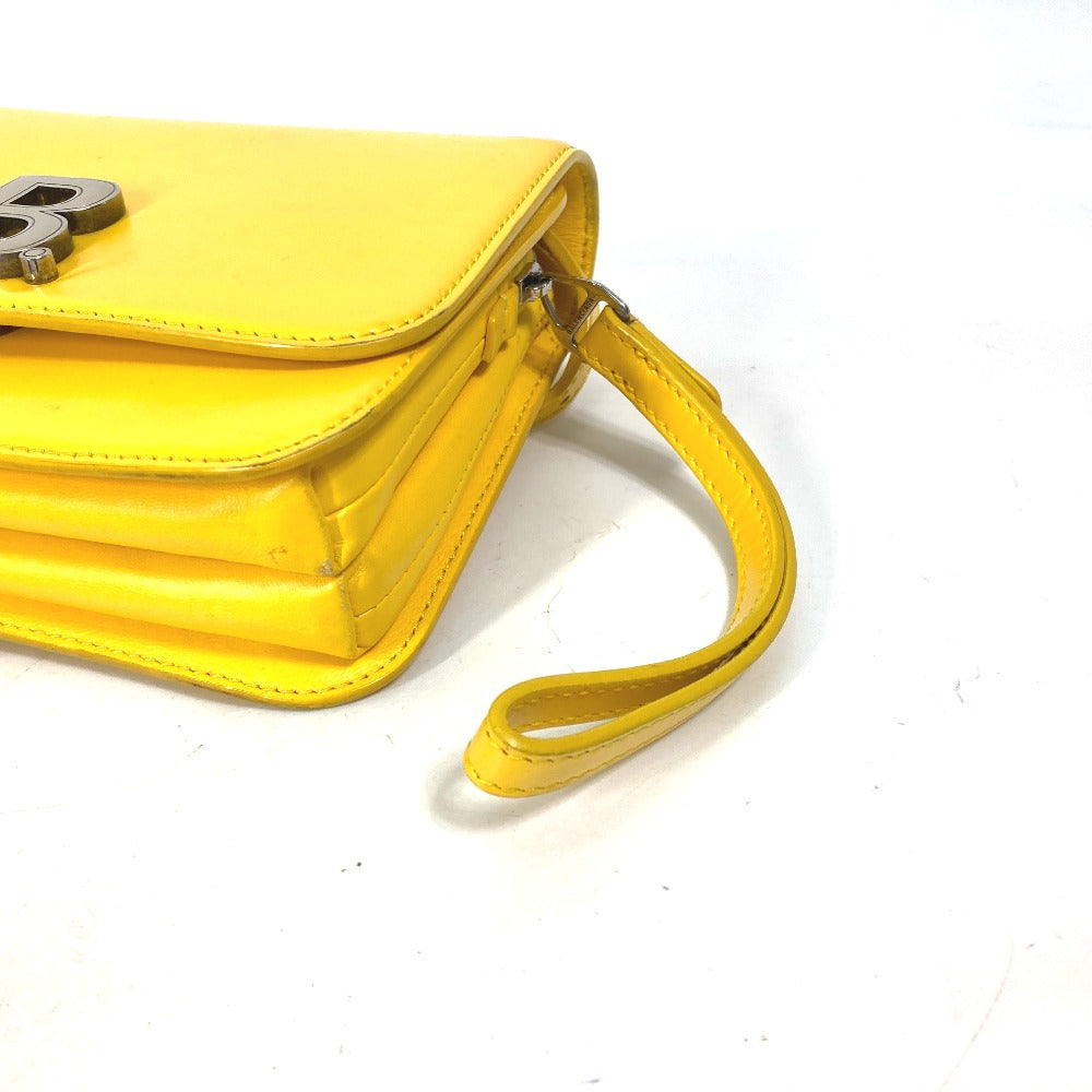 BALENCIAGA Shoulder Bag 592898 leather yellow Bag 2WAY bag clutch bag B logo Women Used Authentic