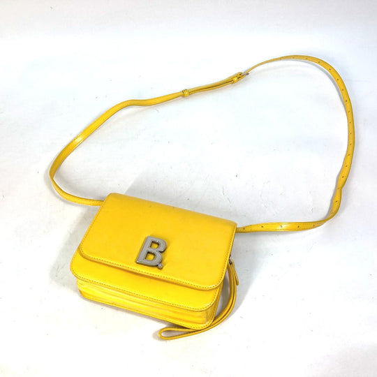 BALENCIAGA Shoulder Bag 592898 leather yellow Bag 2WAY bag clutch bag B logo Women Used Authentic