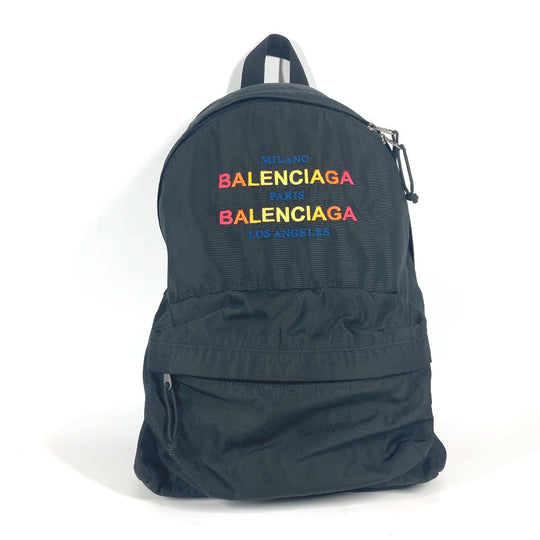 BALENCIAGA Backpack 503221 Nylon black Explorer logo Women Used Authentic
