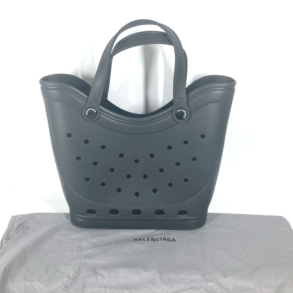 BALENCIAGA Tote Bag 702266 rubber black Crocs collaboration Rubber Large Tote Bag unisex(Unisex) Used Authentic