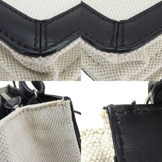 BALENCIAGA Shoulder Bag 390641 Canvas, Leather Ivory Navy Pochette Women Used Authentic