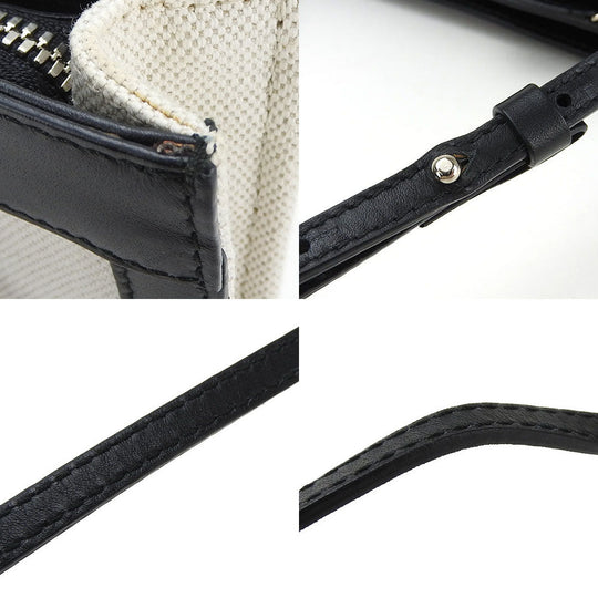 BALENCIAGA Shoulder Bag 390641 Canvas, Leather Ivory Navy Pochette Women Used Authentic
