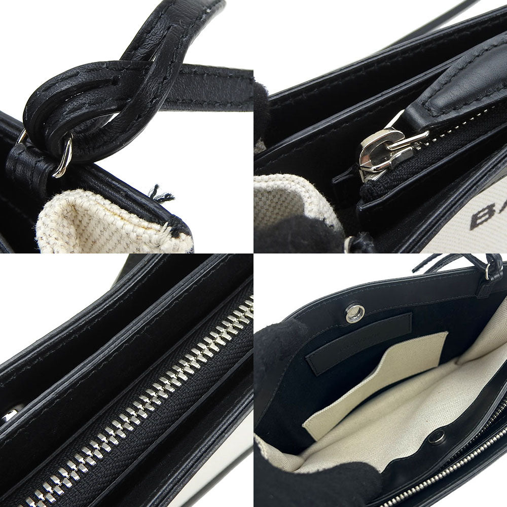 BALENCIAGA Shoulder Bag 390641 Canvas, Leather Ivory Navy Pochette Women Used Authentic
