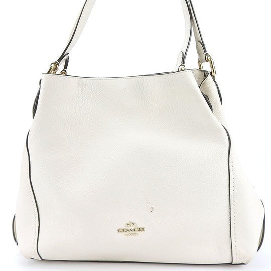 COACH Shoulder Bag 57125 leather white Women Used Authentic
