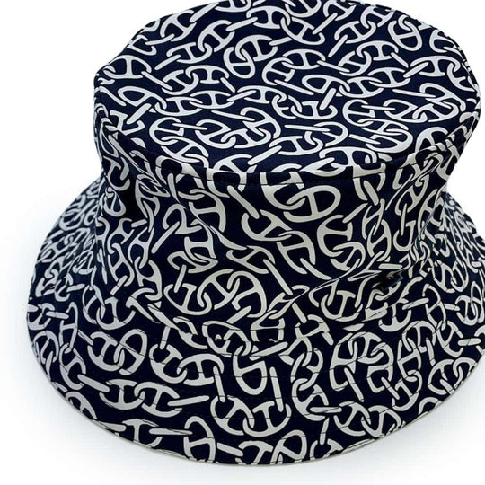 HERMES Hat Harper Nylon Polyurethane Blue Noir Preloved