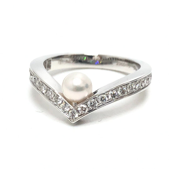 Chaumet Ring K18WG Silver Josephine Collection Egrette, pearl, diamond Women 51 Used Authentic