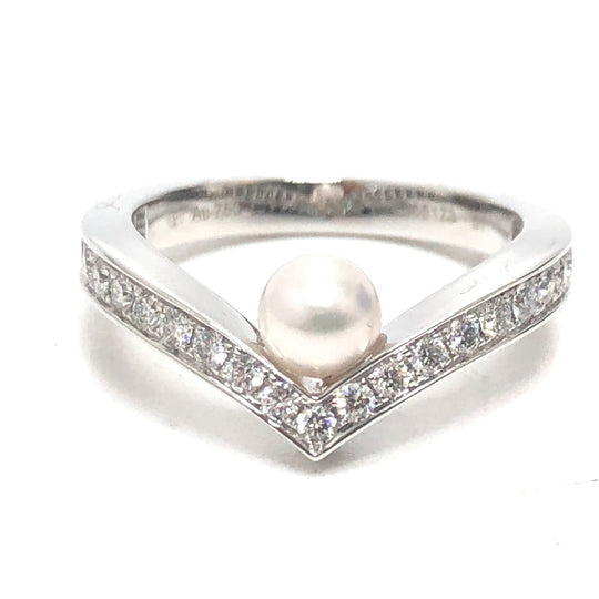 Chaumet Ring K18WG Silver Josephine Collection Egrette, pearl, diamond Women 51 Used Authentic