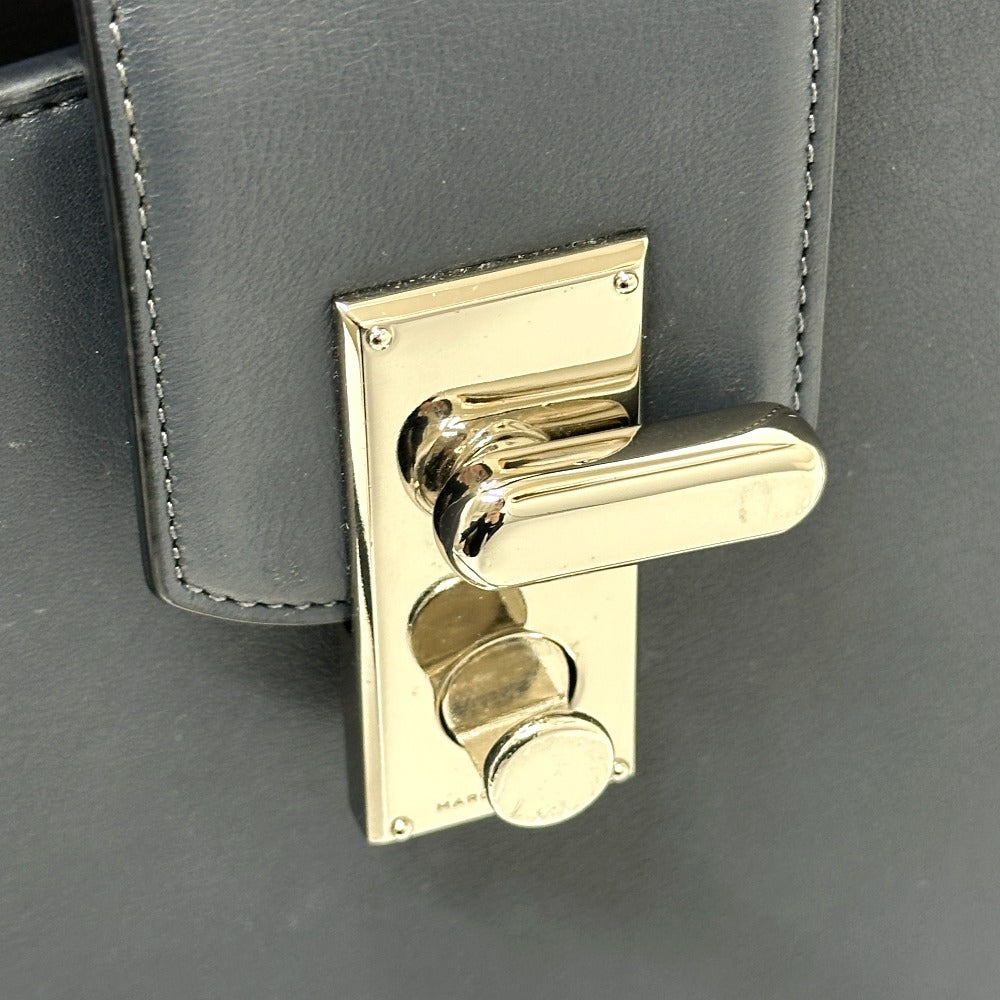 MARC JACOBS Tote Bag leather gray Turn lock Women Used Authentic