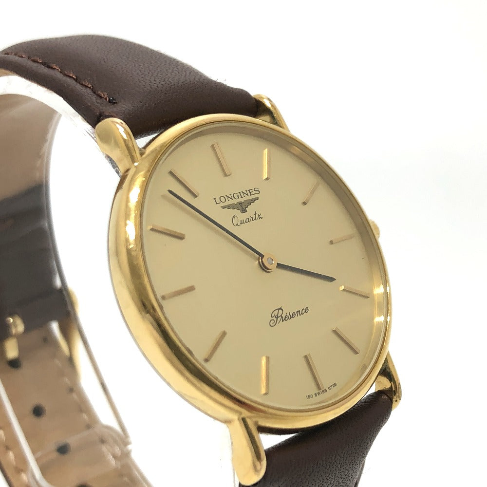 LONGINES Watches Quartz Stainless Steel, Gold Plated, Leather gold gold dial Women Used Authentic