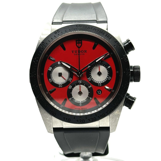 TUDOR Watches Mechanical Automatic 42010 Stainless Steel Silver Fast rider Red dial mens Used Authentic