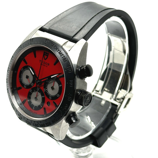 TUDOR Watches Mechanical Automatic 42010 Stainless Steel Silver Fast rider Red dial mens Used Authentic