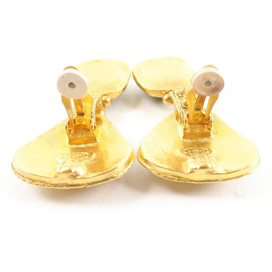 CHANEL Earring Plated Gold gold vintage Green stone Women Used Authentic