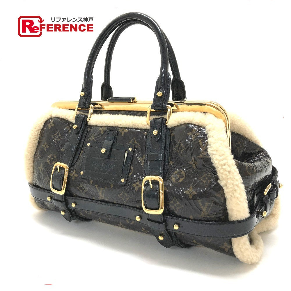 LOUIS VUITTON Handbag M95574 Patent Leather, Sheepskin Brown Monogram Shearing storm Women Used Authentic