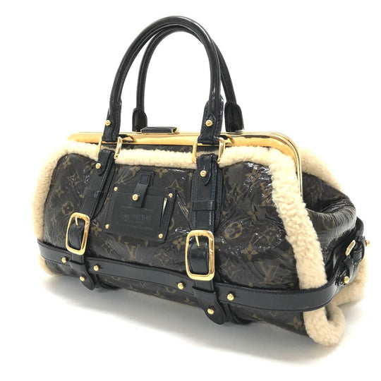 LOUIS VUITTON Handbag M95574 Patent Leather, Sheepskin Brown Monogram Shearing storm Women Used Authentic
