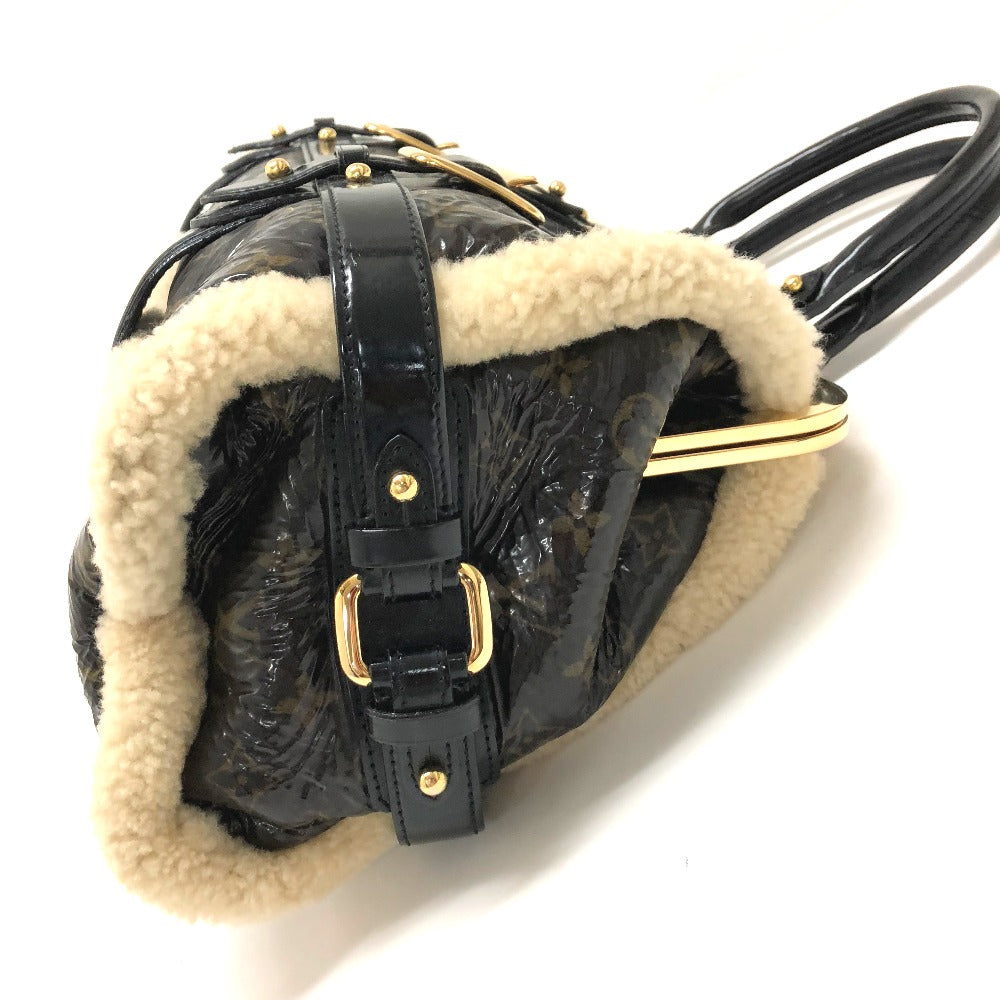 LOUIS VUITTON Handbag M95574 Patent Leather, Sheepskin Brown Monogram Shearing storm Women Used Authentic