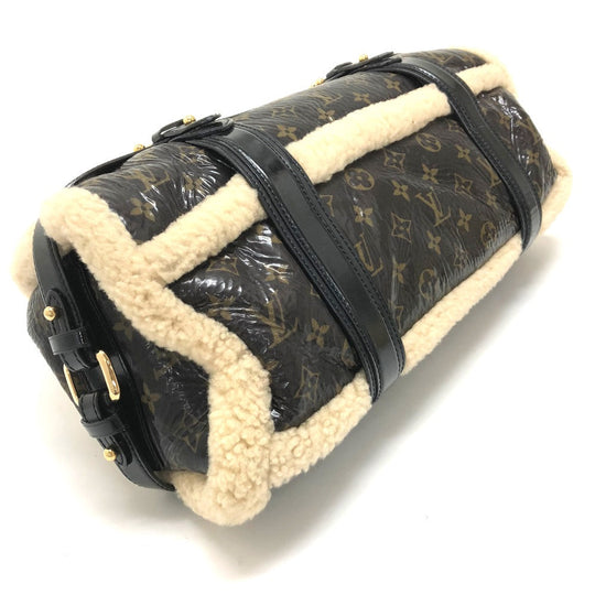 LOUIS VUITTON Handbag M95574 Patent Leather, Sheepskin Brown Monogram Shearing storm Women Used Authentic