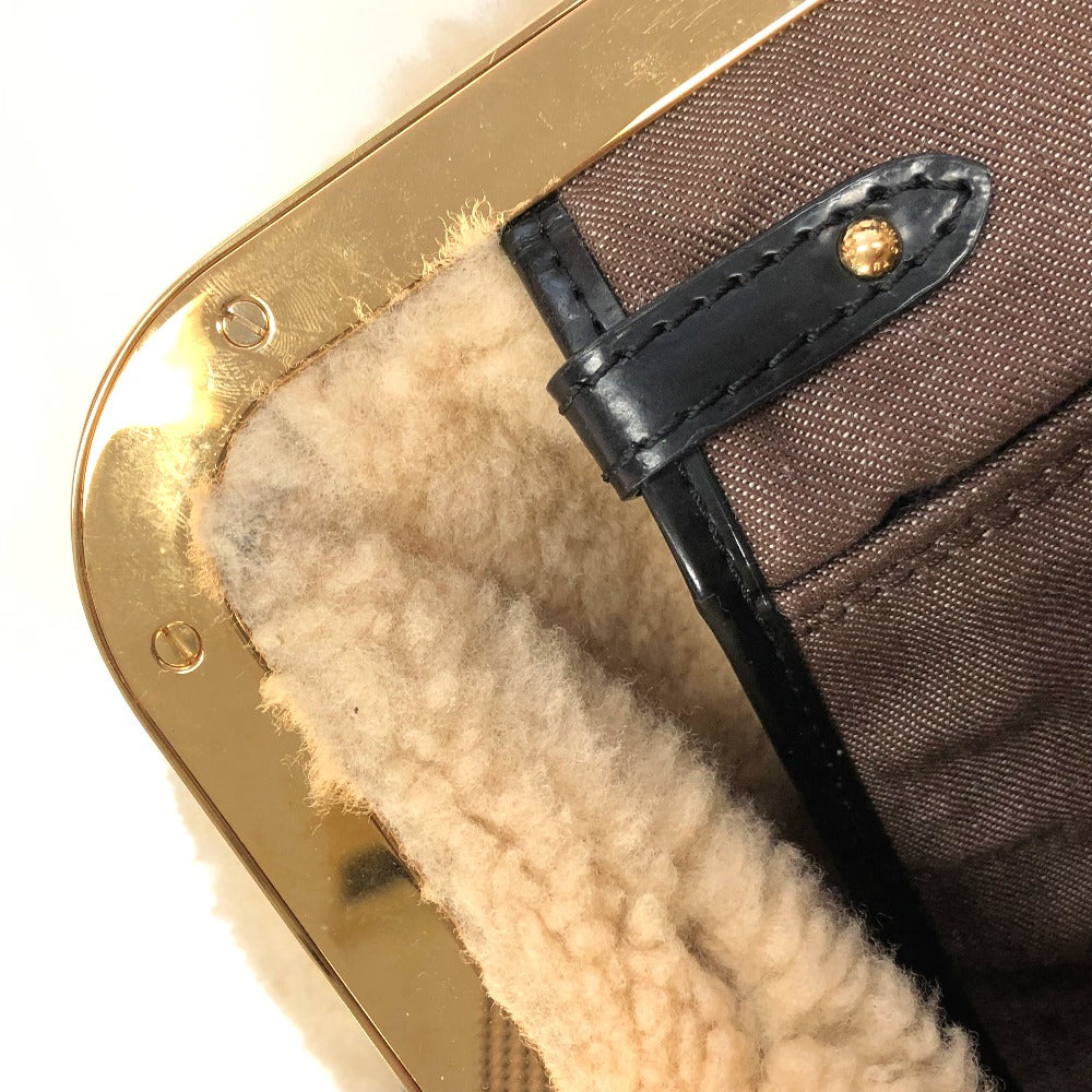 LOUIS VUITTON Handbag M95574 Patent Leather, Sheepskin Brown Monogram Shearing storm Women Used Authentic