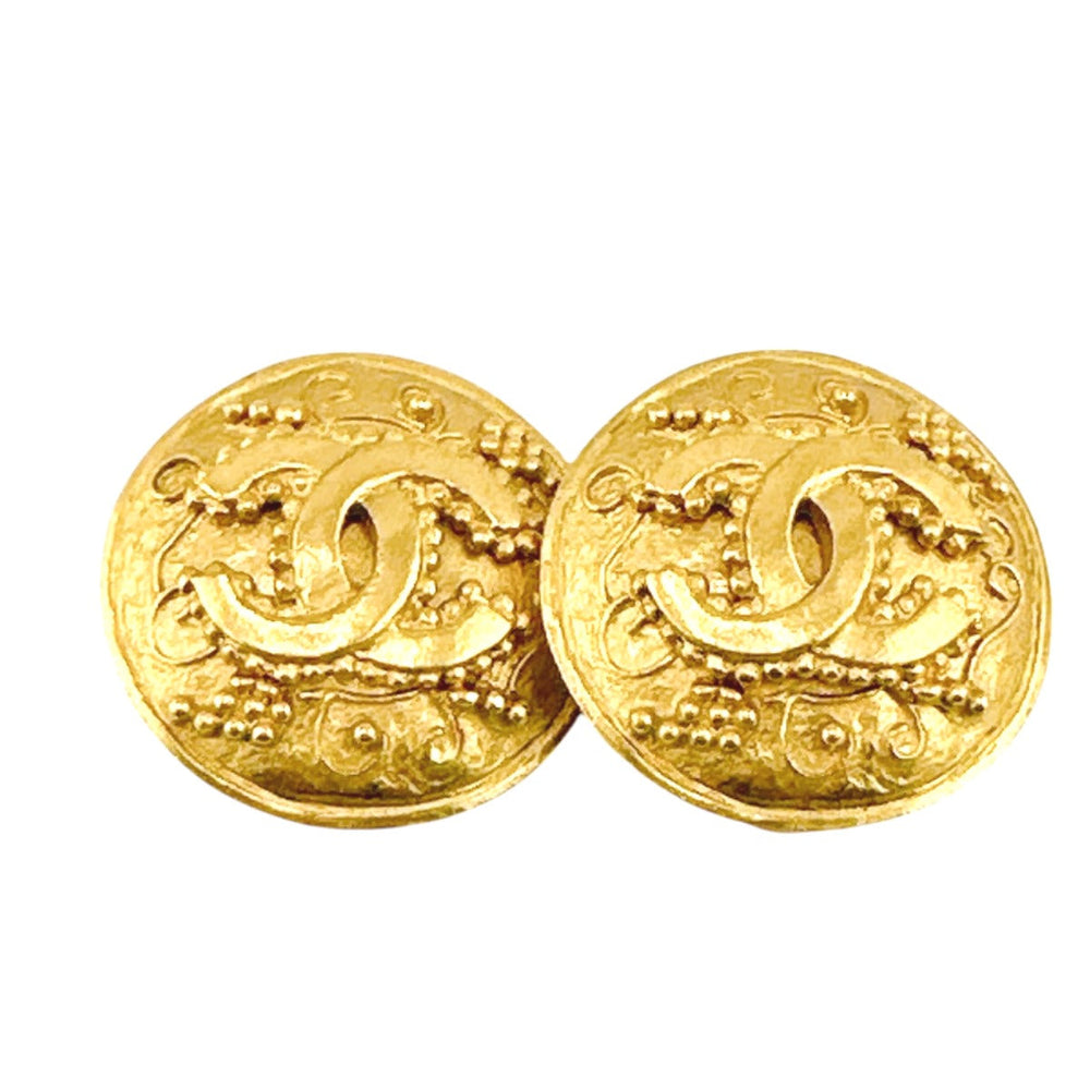 CHANEL Earring Gold Plated gold Earring vintage COCO Mark Women Used Authentic