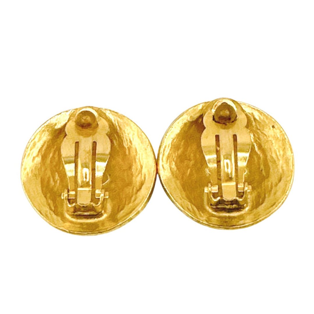 CHANEL Earring Gold Plated gold Earring vintage COCO Mark Women Used Authentic